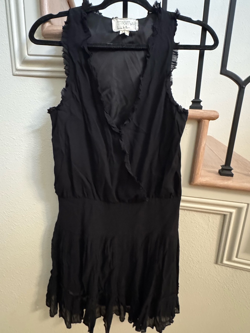 Nicole Miller Black Viscose Dress with Lined Interior